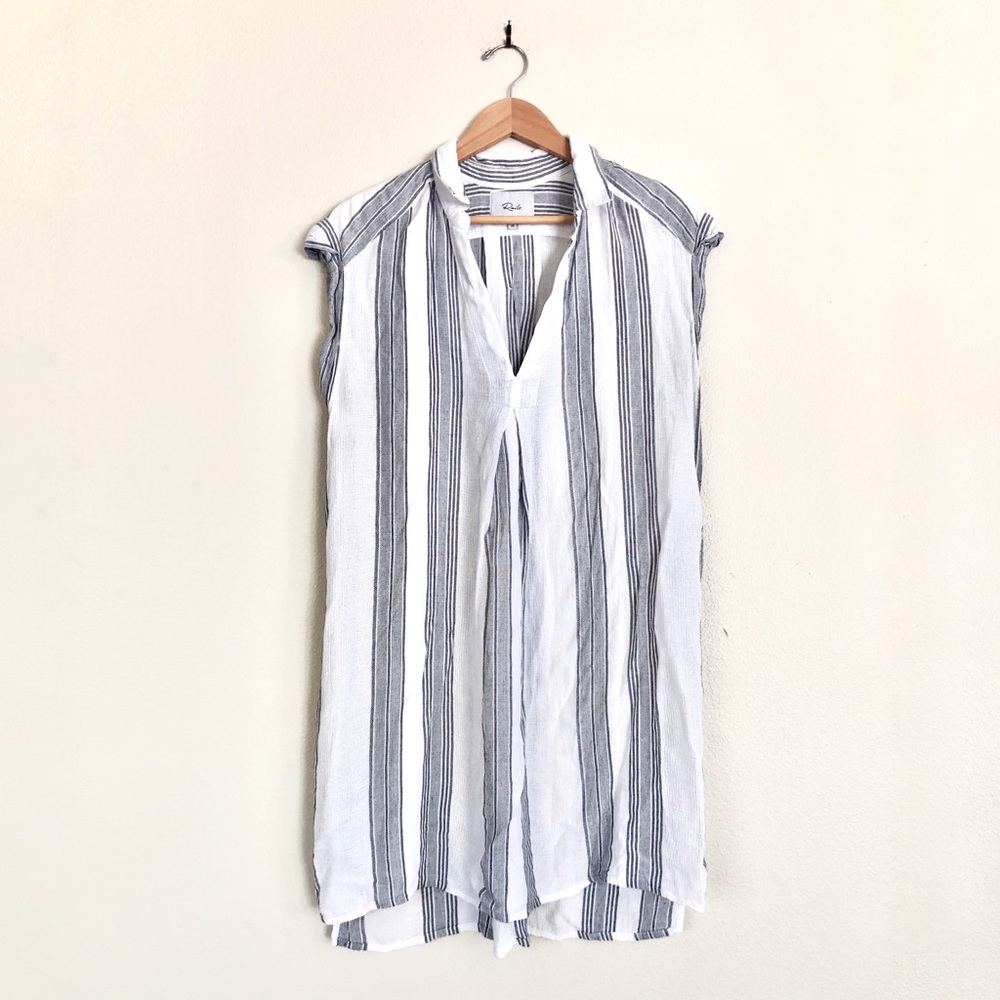 RAILS Adrienne Striped White Split Neck Dress